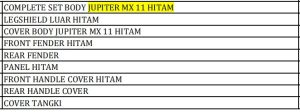 Bodi Set WINPART Jupiter Mx New 2011 Hitam 