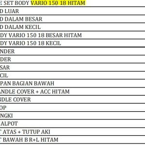 BODI SET VARIO 150 2018 Winpart
