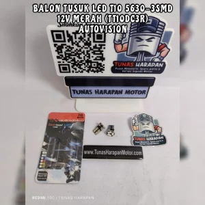 Balon Tusuk AUTOVISION Led T10 5630-3SMD 12V Merah (TT10DC3R) 