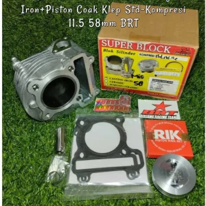 Blok BRT Mio / Nouvo / Soul Casting Iron + Piston Coak Klep Std - Kompresi 11,5 58mm