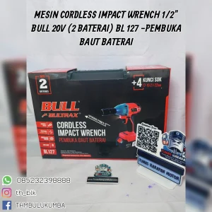 Mesin Cordless BULTRAX Impact Wrench 1 / 2 Bull 20V (2 Baterai) Bl 127 Pembuka Baut Baterai 