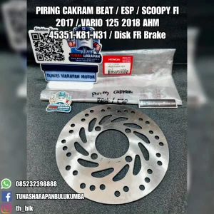 Piring Cakram AHM Beat / Esp / Scoopy FI 2017 / Vario 125 2018 [45351-K81-N31] / Disk Fr Brake 