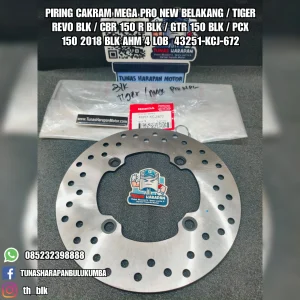 Piring Cakram AHM Mega Pro New Belakang / Tiger Revo Blk / Cbr 150R Blk / Gtr 150 Blk / Pcx 150 2018 Blk (4 Lob) [43251-KCJ-672]