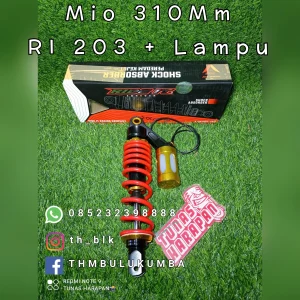 Shobreker Blk RIDE IT Mio Tabung Atas Merah [Per] Emas [Tabung] 203 310mm + Lampu Led 