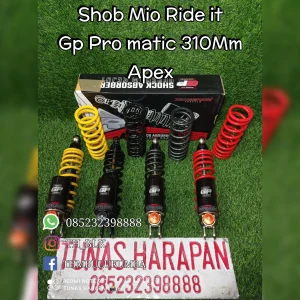Shobreker Blk RIDE IT Mio Tabung Bawah Kuning [Per] Hitam [Tabung] Gp - Pro Apex 310mm Double Click + Double Per 