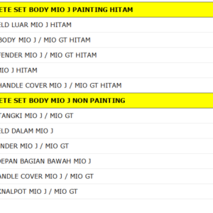 Bodi Set WINPART Mio J Painting Hitam 