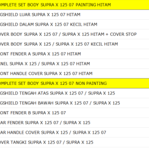 Bodi Set WINPART Supra X 125 07 Painting Hitam
