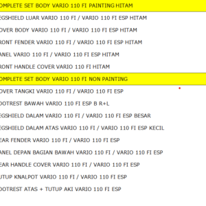 Bodi Set WINPART Vario 110 FI Painting Hitam