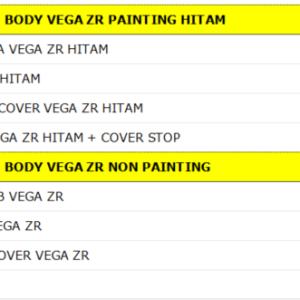Bodi Set WINPART Vega Zr Painting Hitam